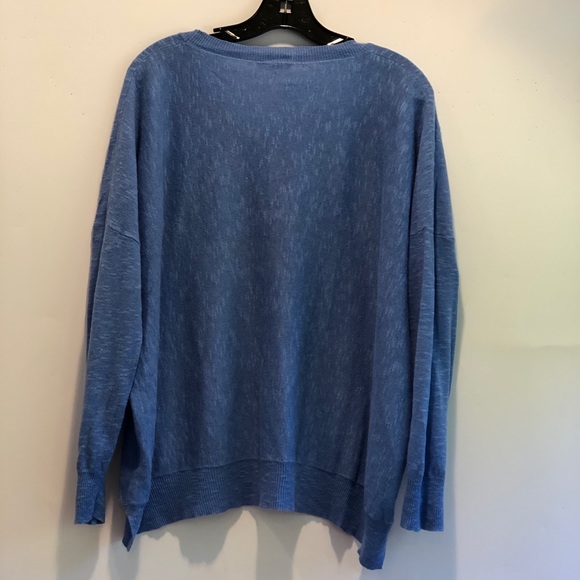 Eileen Fisher linen blend bright blue pullover top - Picture 3 of 8
